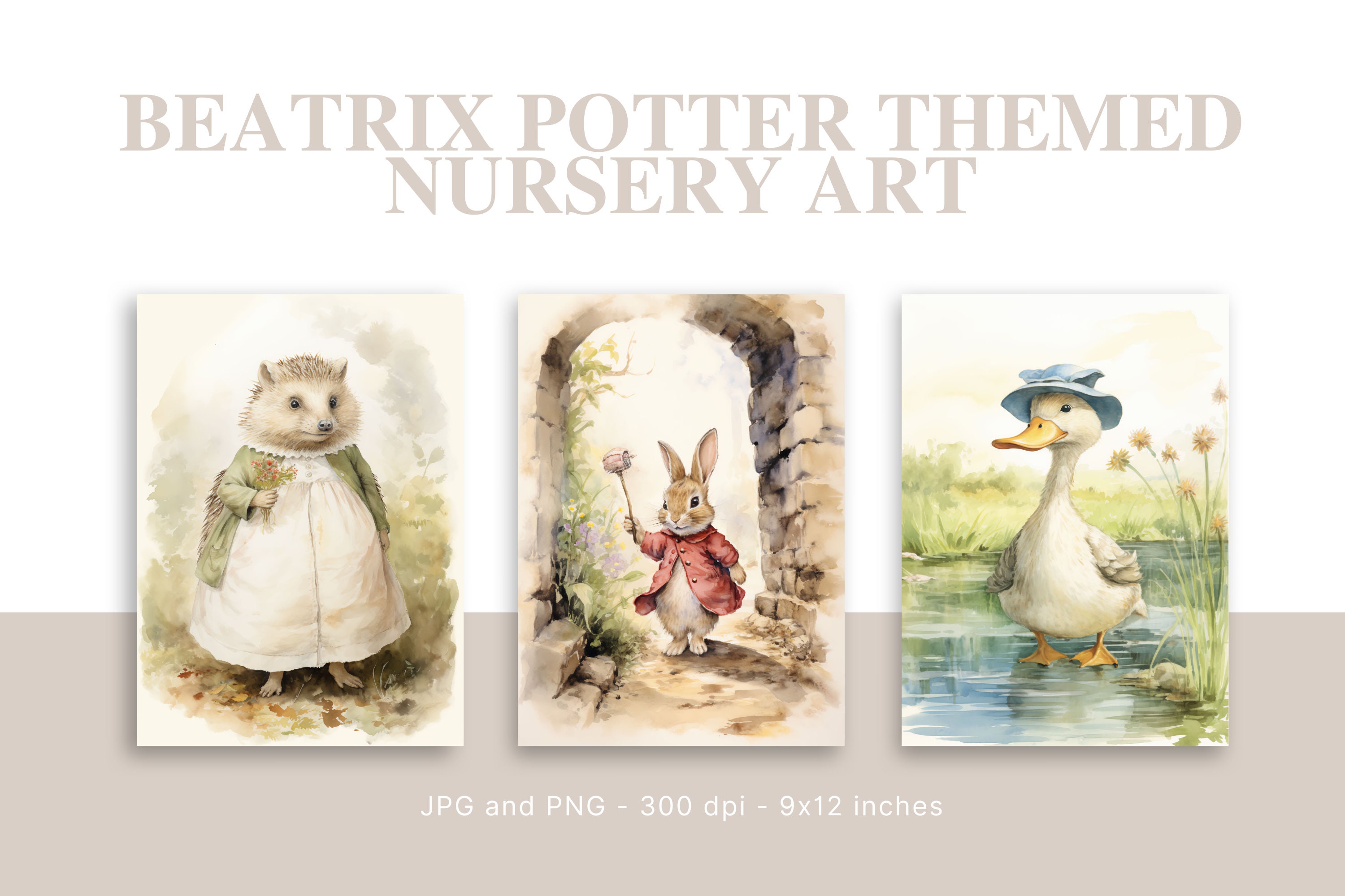 Set of 3 Beatrix Potter Nursery Art Prints Kid Wallart Prints Beatrix ...