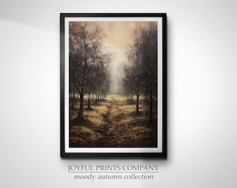 Vintage Apple Orchard Painting Moody Fall Wall Art Print Dark Rustic Kitchen Art Autumn Neutral Art Print Printable Wall Art Farmhouse