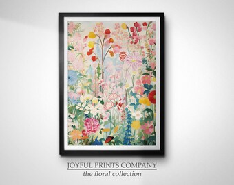 Gustav Klint Inspired Art Nouveau Vibrant Symbolism Print Painting Garden Flowers Floral Gardenscape | Digital Art | Instant Download