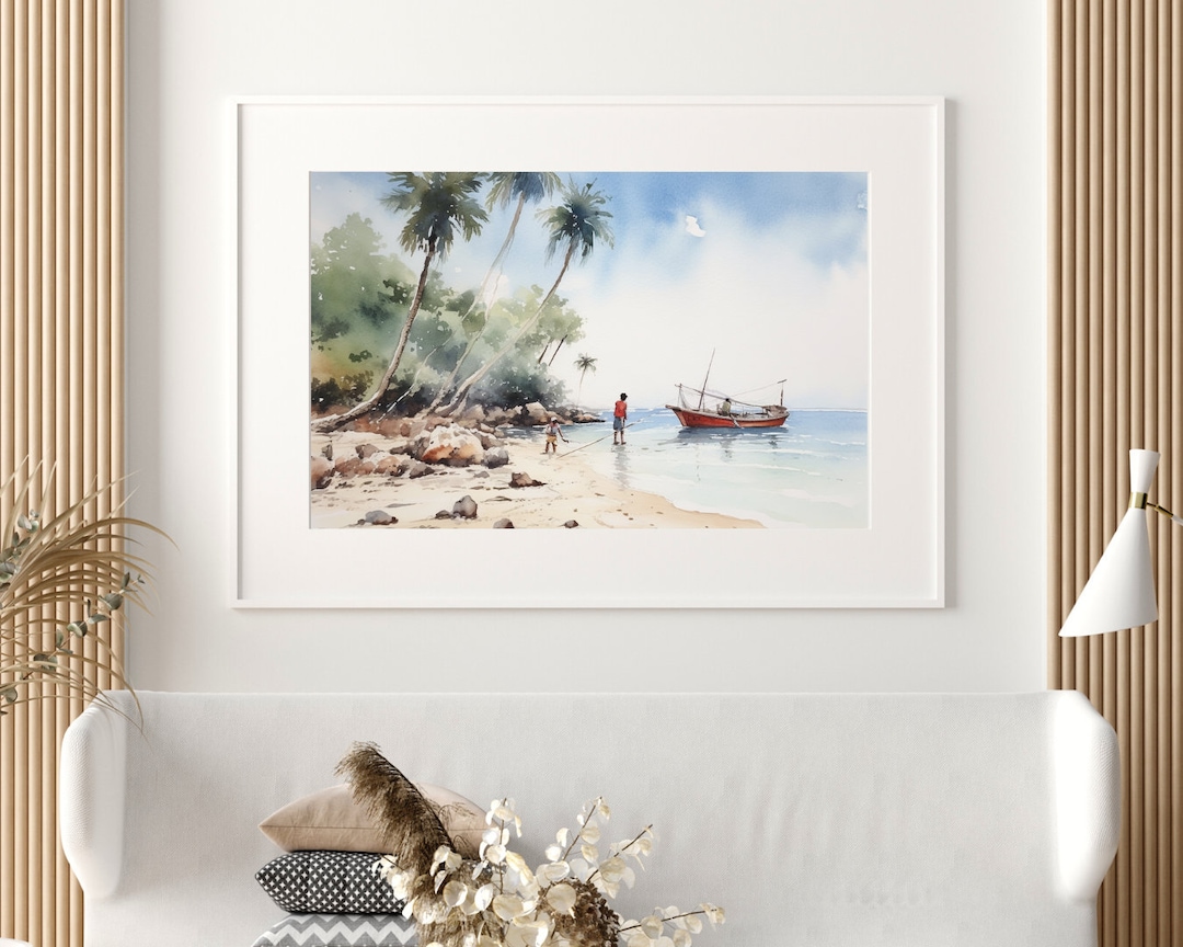 Beach Watercolor Painting Watercolor Beach Florida Beach Watercolor Art