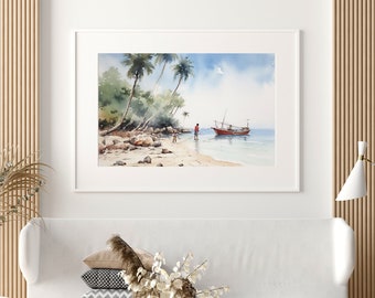 Pittura ad acquerello sulla spiaggia Acquerello sulla spiaggia della Florida Stampa artistica ad acquerello sulla spiaggia Arte murale sulla spiaggia per gli amanti della spiaggia Arte murale per la casa sulla spiaggia Regalo
