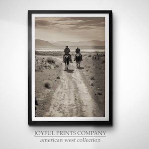 Western Cowboy Photo Print of Cowboy Riding Horse Digital Print Cowboys Southwestern Americana Art Desert Print Bookshelf Decor Photo