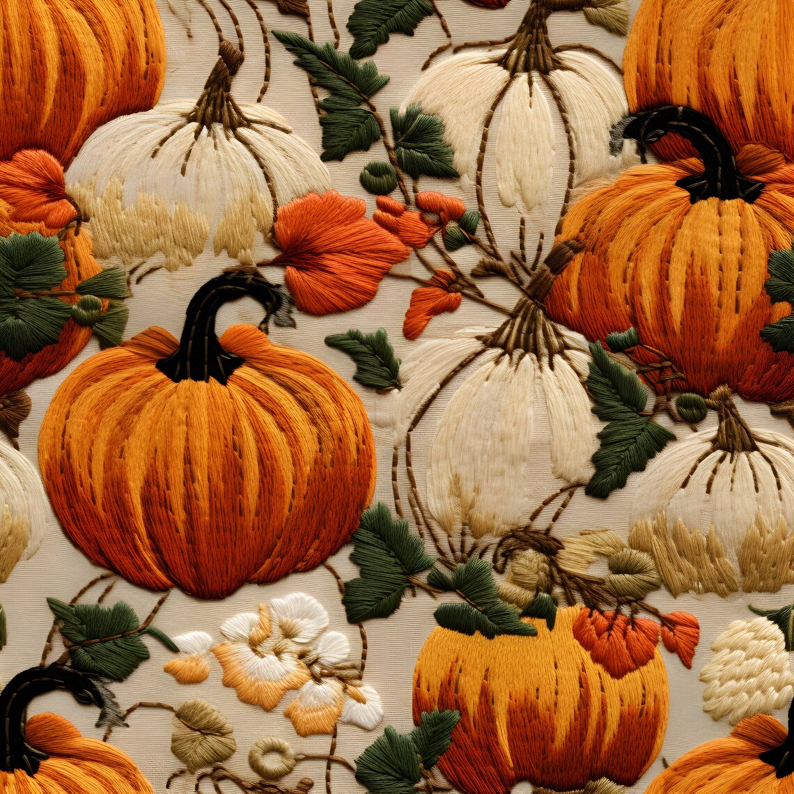 Digital Faux Pumpkin Patch Embroidery Seamless File Set of 4 Pumpkin ...