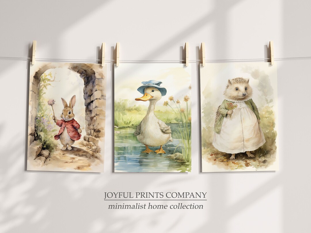 Set of 3 Beatrix Potter Nursery Art Prints Kid Wallart Prints Beatrix ...