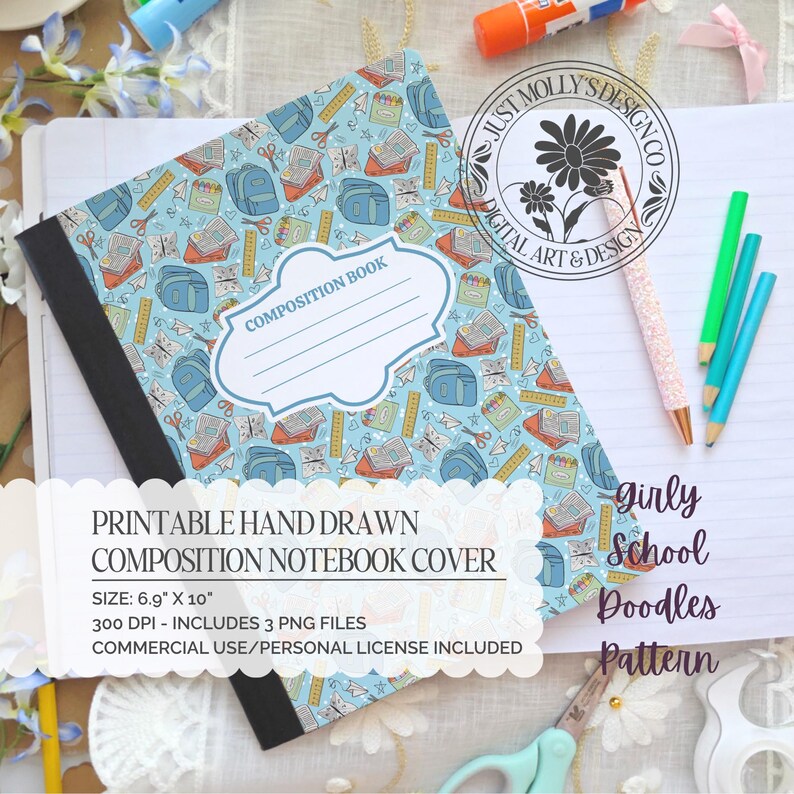 Printable Composition Notebook Cover PNG Download File Back to School ...