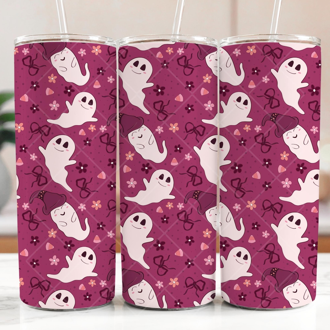 Seamless Cute Ditsy Ghost Coquette 20oz Skinny Tumbler Wrap Sublimation ...