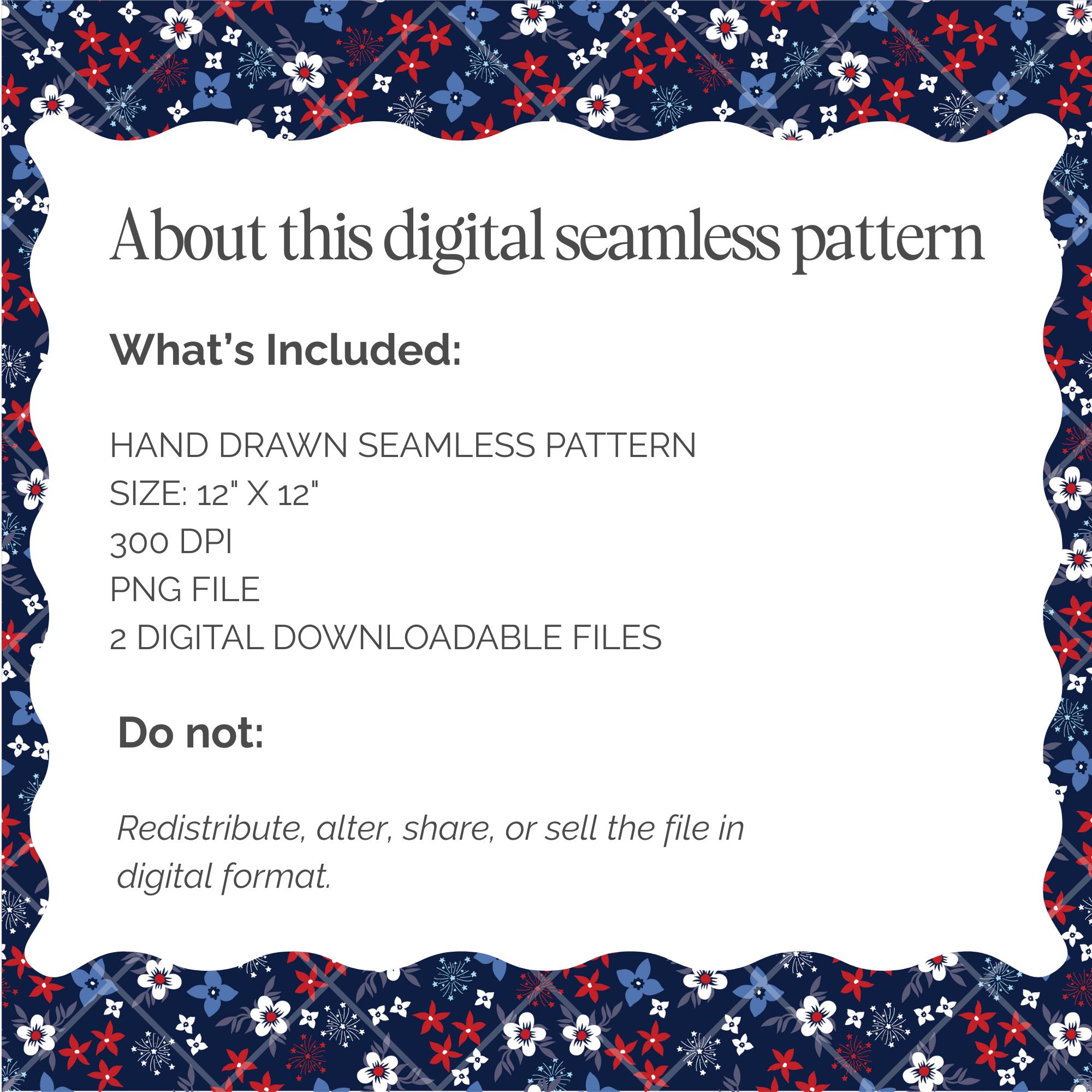 Ditsy Floral 4th of July Patriotic Seamless File PNG Download Fabric ...