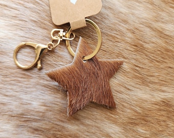 COWHIDE | Small Cattle Star Keychain