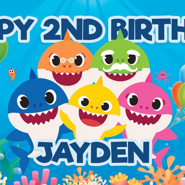Baby Shark Boys Customizable Birthday Banner