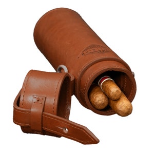 tube &quot;Cigar&quot; cylinder cigar case leather for 4 cigars, hand made, stylish and unique, humidor, cigarettes case, cigar humidor, box