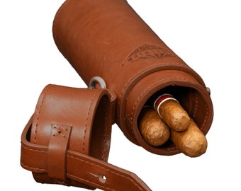 tube &quot;Cigar&quot; cylinder cigar case leather for 4 cigars, hand made, stylish and unique, humidor, cigarettes case, cigar humidor, box