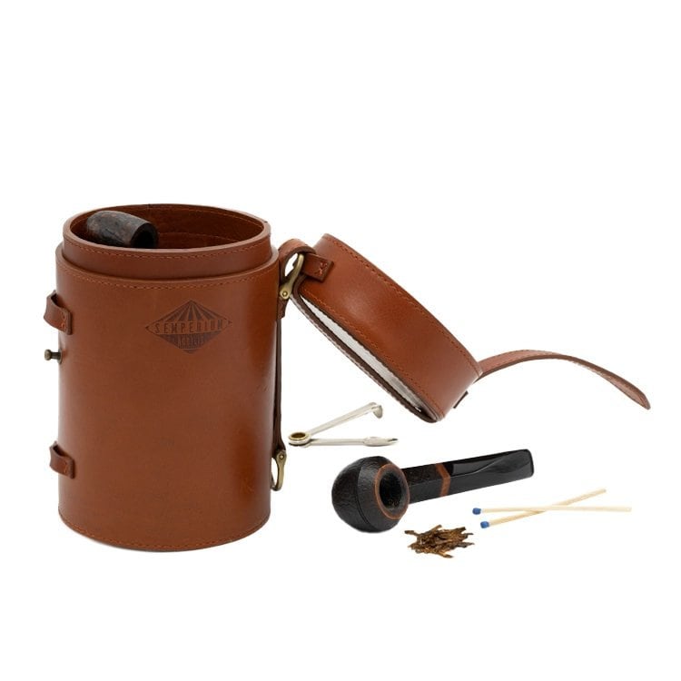 tube pipe for 2 pipes + accessories, cylinder, elegant, handmade in our factory, natural and sustainable, pipe box, pipe cylinder