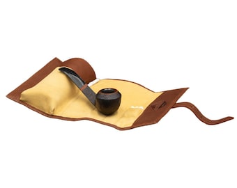 Pipe case made of rhubarb leather and deerskin, pipe roll an exclusive case for 1 pipe + accessories, the accessory for stylish smokers