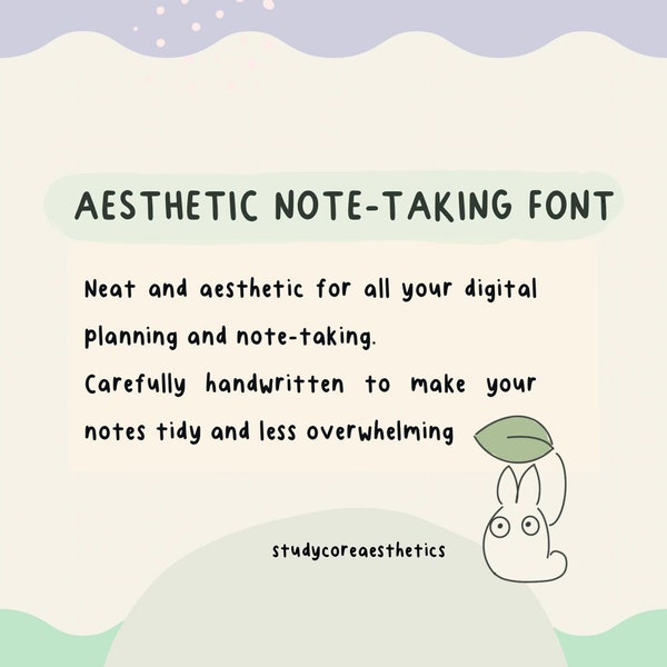 Aesthetic Note-taking Font - A Clean and Contemporary Handwritten/Handwriting Font for Digital Note-Taking and Design