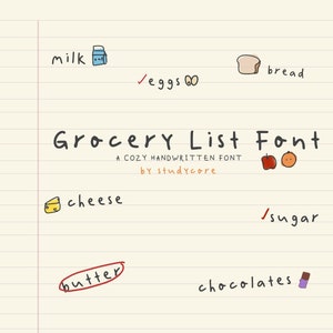 Lettertype boodschappenlijst: een gezellig handgeschreven lettertype voor het maken van aantekeningen, lijsten en plannen op de iPad. Compatibel met Goodnotes/Notability, TTF/OTF