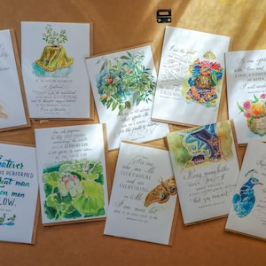 Bhagavad-gita Postcards – Folded Krishna Consciousness Cards with Spiritual Messages Vedic Gift, Hindu Art, Meditation Inspiration