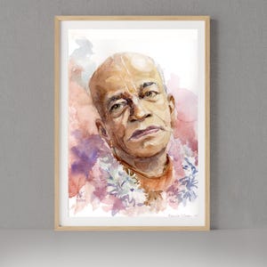 Ritratto di Srila Prabhupada dipinto ad acquerello originale