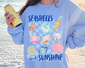 Cozy Seashells and Sunshine Sweatshirt, Gift For Beach Lover