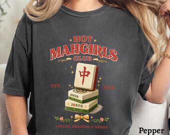 Mahjong Comfort Colors Shirt, Mahj Mom Tee, Gift For Mahjong Lover, Hot Mahgirls Club