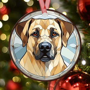 Personalized Anatolian Shepherd Stained Glass Effect Metal Christmas Ornament, Anatolian Shepherd Dog Ornament, Anatolian Dog Mom Gift