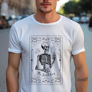 Personalized Tarot Gift Shirt, Personalized Birthday Gift Tarot Card Birthday Shirt, Tarot Skeleton Shirt, Skeleton Birthday Tarot Card Tee