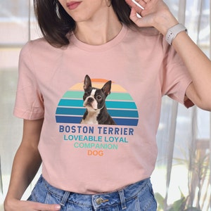 Boston Terrier T-shirt, Cute Boston Terrier Shirt, Boston Terrier Retro Sunset Shirt For Boston Terrier Lover, Boston Terrier Lover Gift