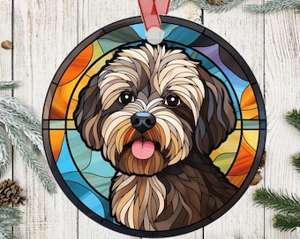 Personalized Havanese Stained Glass Effect Metal Christmas Ornament, Havanese Dog Lover Ornament, Havanese Dog Mom Gift, Dog Person Gift