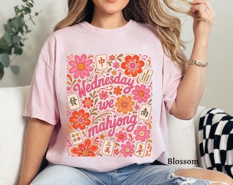 Mahjong Shirt, Comfort Colors  Mahj Mom Tee, Gift For Mahjong Lover, Wednesday We Mahjong T-shirt