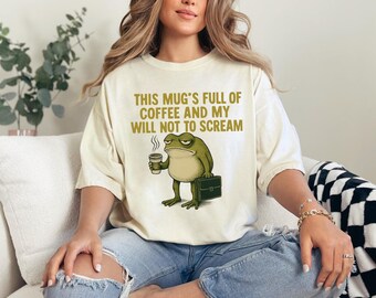 Funny Frog Shirt, Frog Meme Shirt, Funny Weirdcore Shirt, Sarcastic Office Humor T-Shirt, Frogcore Aesthetic Gift for Coworker, Trendy Frog