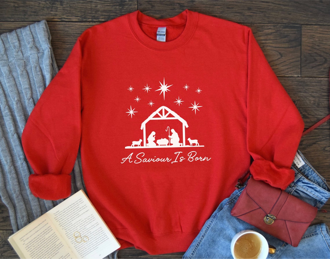 Christian Christmas Sweatshirt Nativity Scene Sweater Etsy