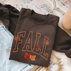 Trendy Fall Sweatshirt, Cute Fall Sweatshirt For Women, Thanksgiving Sweater, Falling Leaves Shirt, Fall Lover Gift, Autumn Sweatshirt