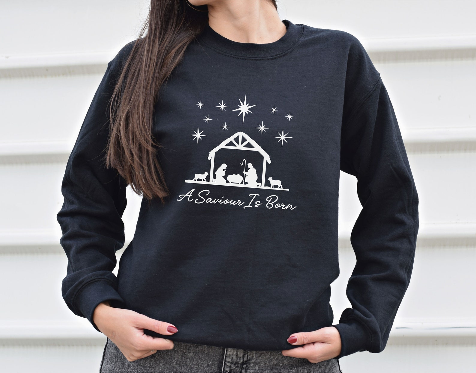 Christian Christmas Sweatshirt Nativity Scene Sweater Etsy