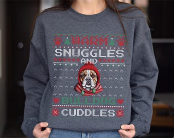 English Bulldog Ugly Christmas Sweater, Bulldog Mom Christmas Sweatshirt Holiday Apparel, Bulldog Mom Gift, Bulldog Dog Mom Sweatshirt,