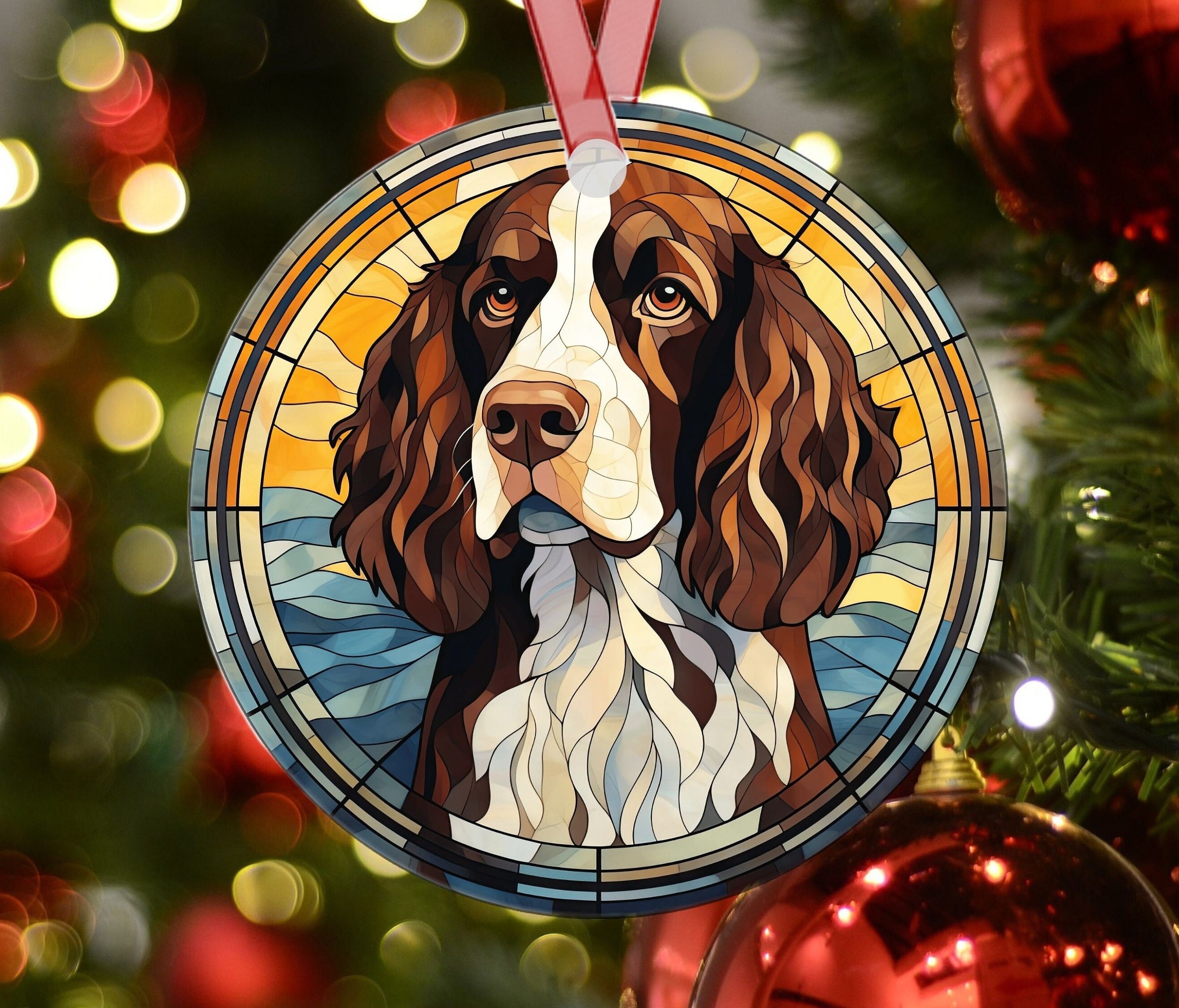 Personalized English Springer Spaniel Stained Glass Effect Metal ...