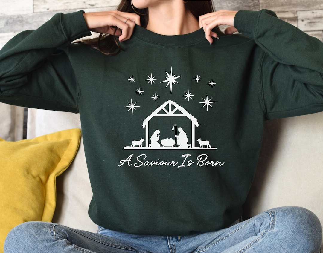 Christian Christmas Sweatshirt Nativity Scene Sweater Etsy