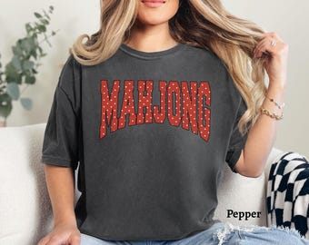 Mahjong Shirt, Comfort Colors Mahj Mom Tee, Gift For Mahjong Lover