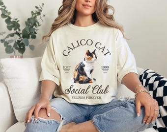 Calico Cat Social Club Shirt, Comfort Colors Shirt, Cat Mom T-shirt, Cat Lover Shirt, Gift For Cat Mom, Cat Person Gift, Calico Cat Gifts