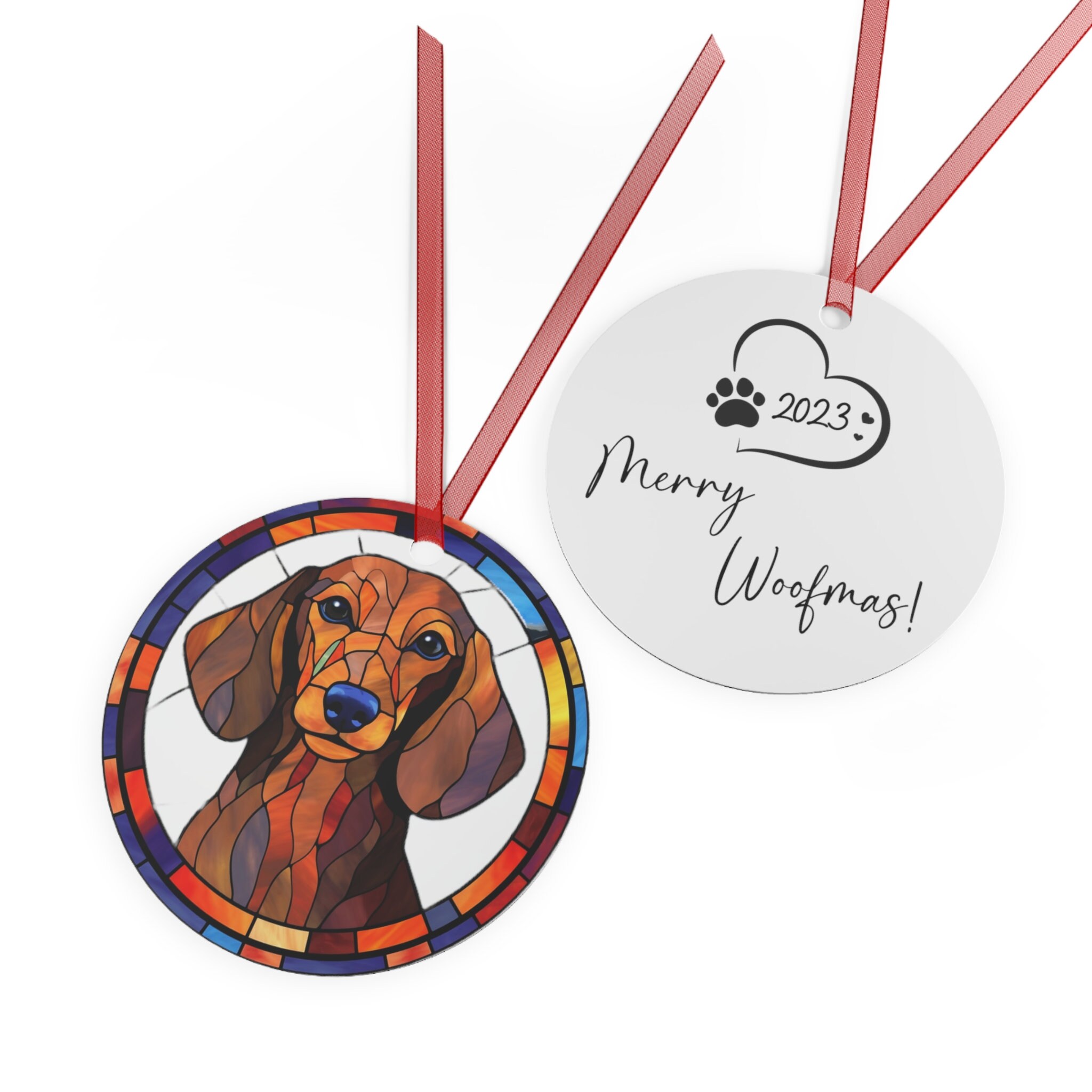 Stained Glass Effect Dachshund Metal Ornament, Dachshund Christmas ...