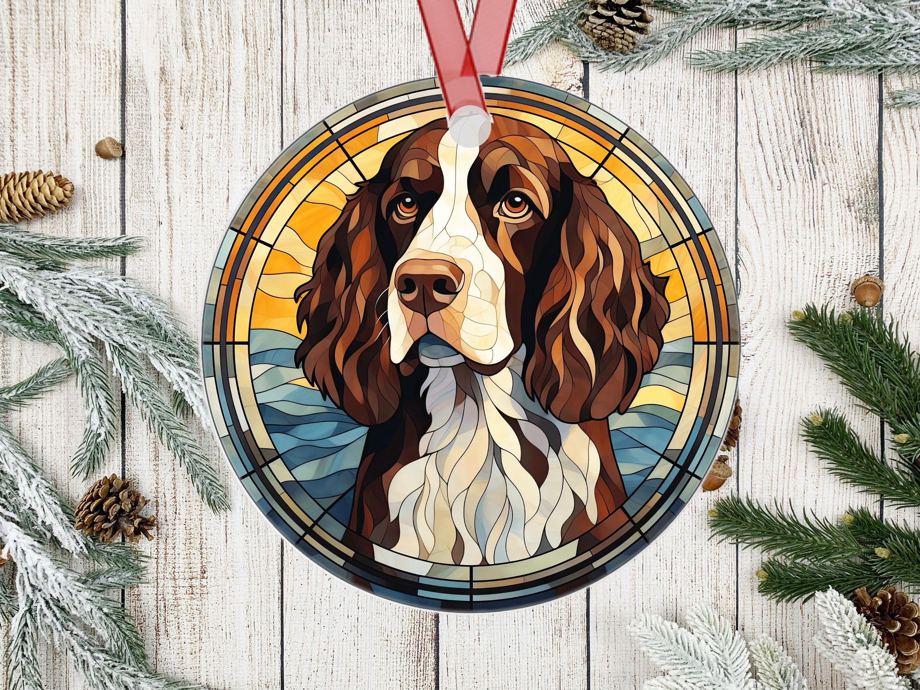 Personalized English Springer Spaniel Stained Glass Effect Metal ...