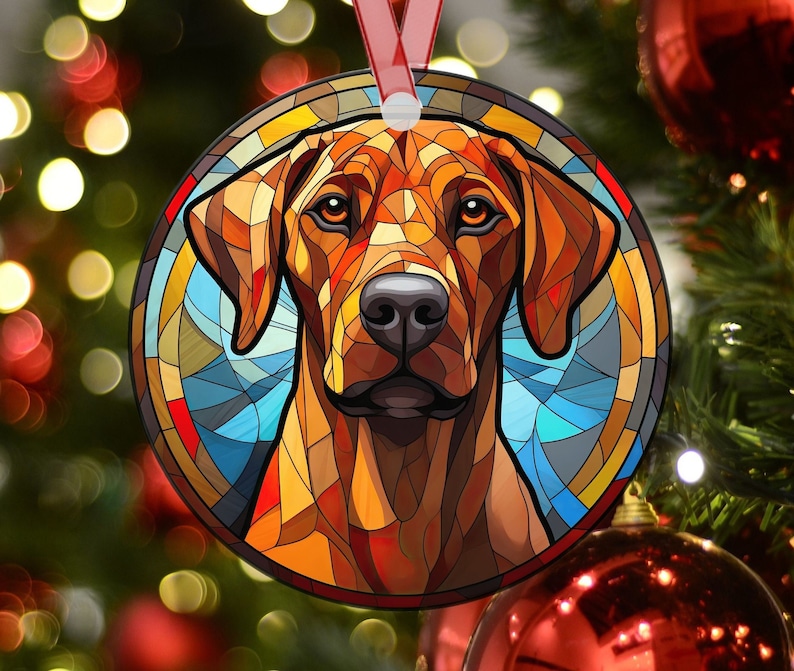 Personalized Rhodesian Ridgeback Stained Glass Effect Metal Christmas ...
