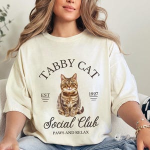 Tabby Cat Social Club Shirt, Comfort Colors Shirt, Cat Mom T-shirt, Cat Lover Shirt, Gift For Cat Mom, Cat Person Gift, Tabby Cat Gifts