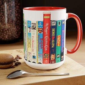Custom Christmas VHS Two-Tone Coffee Mugs, 15oz - Muppet Christmas Carol