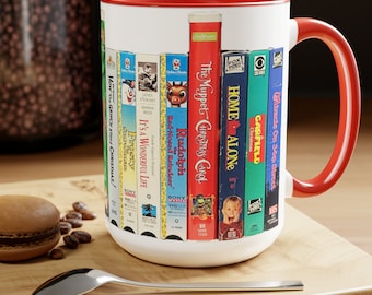 Custom Christmas VHS Two-Tone Coffee Mugs, 15oz - Muppet Christmas Carol