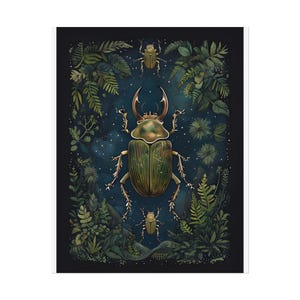 Mystical Stag Beetle Forest Poster - Nature-Inspired Wall Art, Boho Insect Decor for Bedroom, Living Room, or Office