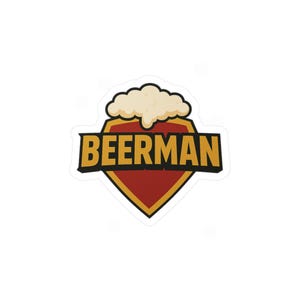 Beerman Kiss-Cut Vinyl Decals, Beer Lover Decal, Craft Beer Sticker, Ale Label, Brewery Gift, Drinking Accessories