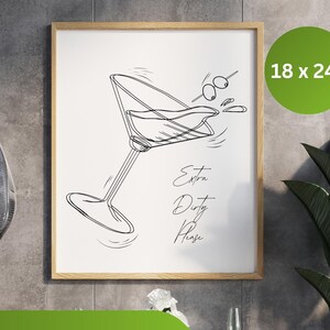 Martini Print Bar Cart Wall Art, Girly bar cart art, Dirty Martini Poster, Tini Time, Dopamine Decor, Old Money Aesthetic Cocktail Poster