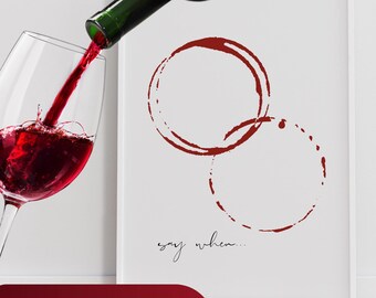 Art for bar cart, wine bar art, wine lover art, wine spill art, minimalist bar wall art, say when wine art, gift for wine lover, simple bar