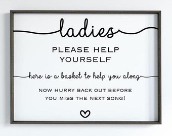 Minimalist Wedding Bathroom Basket Sign Template, Bathroom Sign for Wedding, Please Help Yourself Sign, Wedding Signs, Wedding Guest Signs