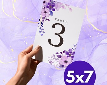 Love In Bloom Table Numbers, Purple Flowers, Baby Shower Table Numbers, A Baby Is Blooming, Ready to Print 1-20 Table Numbers 5x7 Digital