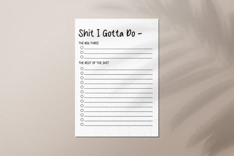 Printable Funny To Do List Task Management Tool Etsy